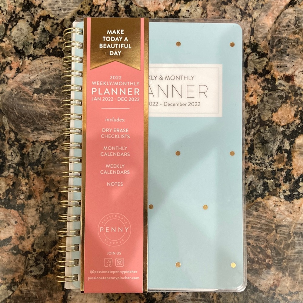 New Blue with Gold Polka Dot Weekly/Monthly Planner
